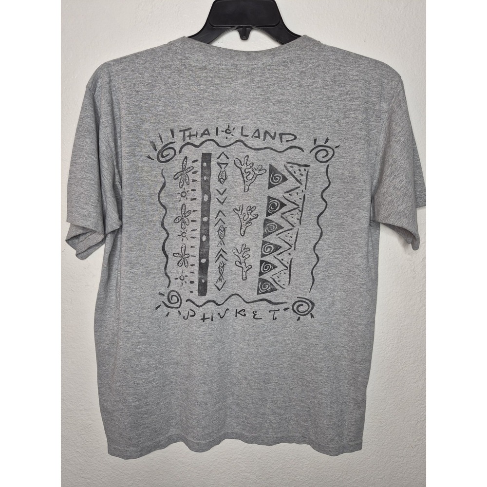 Vintage Thailand Phuket T Shirt Mens Large Grey Single Stitch 90s Travel 22x27